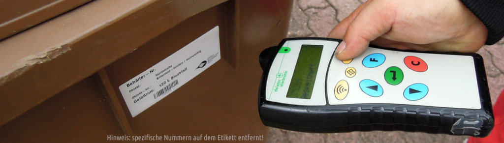 Einlesen des Behälteretiketts für eine Biotonne mittels Handheld